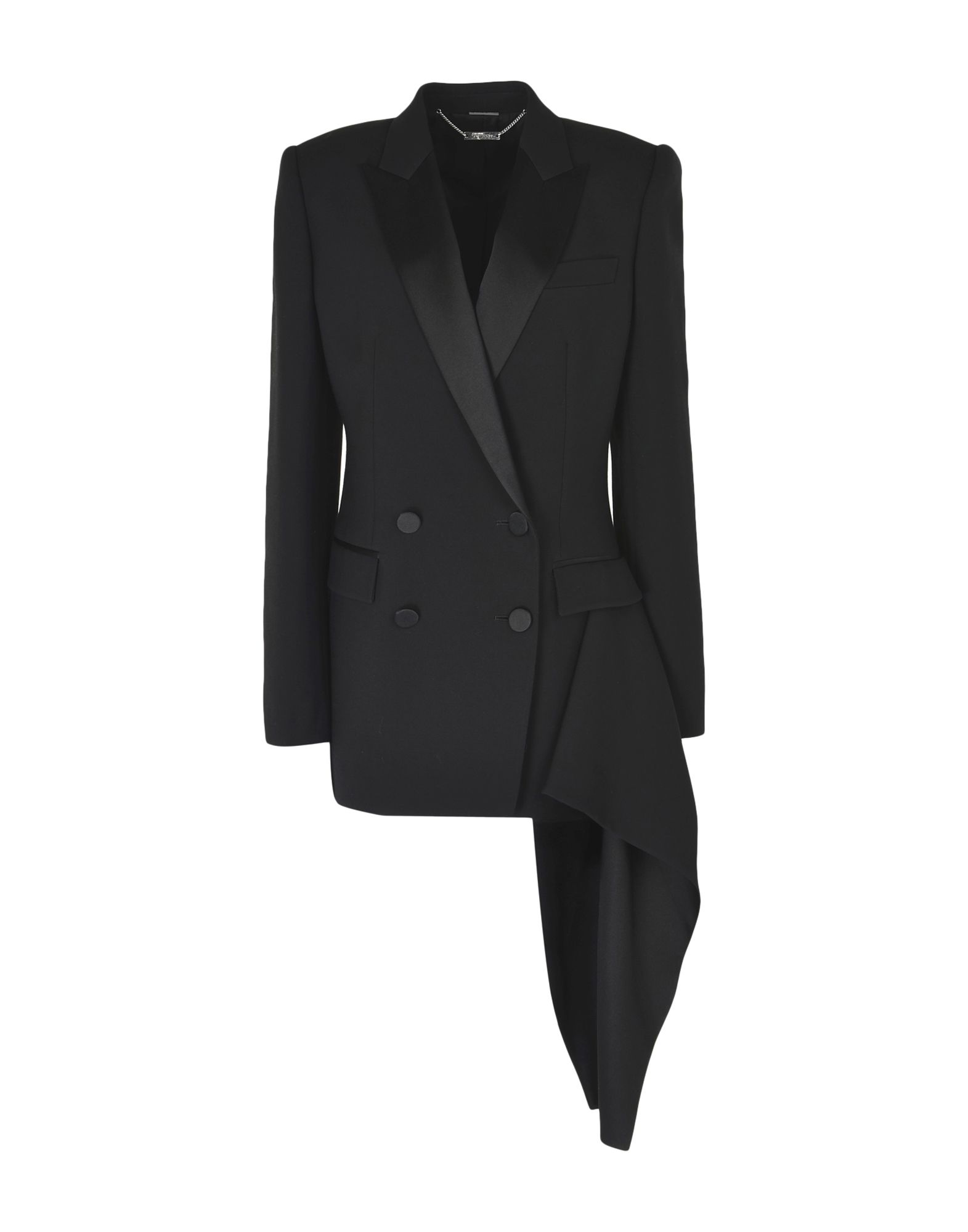 Alexander Mcqueen Asymmetric-drape Double-breasted Jacket In Black