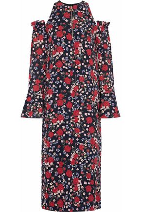 Mother Of Pearl Up To 70 Off At The Outnet Mother Of Pearl Carmela Cold Shoulder Fl Print Silk Georgette Midi Dress
