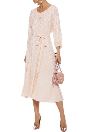 Nina Ricci Up To 70 Off At The Outnet Nina Ricci Tie Front Silk Jacquard Midi Dress