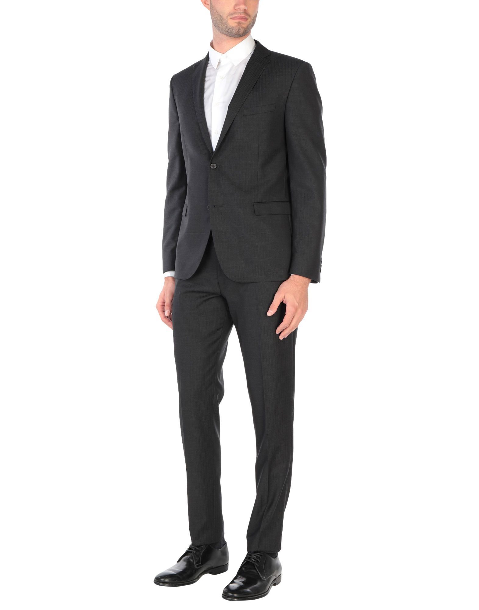《送料無料》SAVINI メンズ スーツ ブラック 48 バージンウール 100%