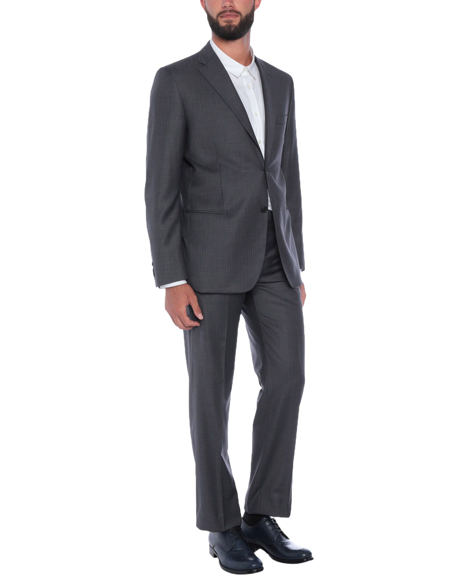 《送料無料》RIVIERA Milano メンズ スーツ 鉛色 54 スーパー180 ウール 100%