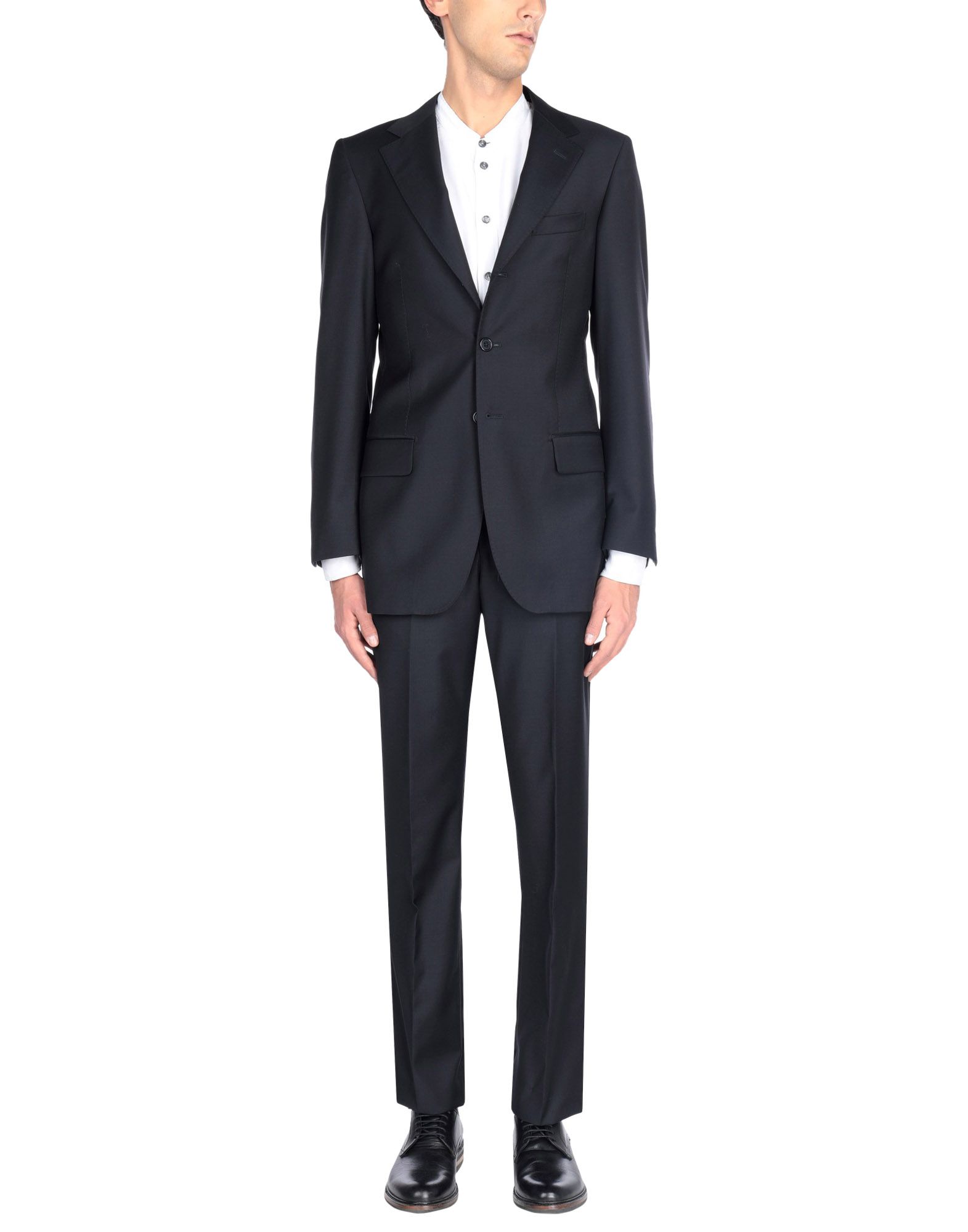 《送料無料》RIVIERA Milano メンズ スーツ ブラック 44 スーパー150 ウール 100%