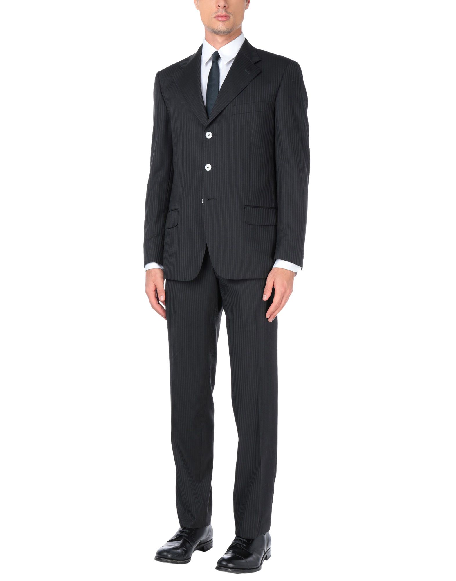 《送料無料》LUIGI BIANCHI Mantova メンズ スーツ ブラック 50 バージンウール 100%