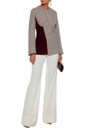 Stella Mccartney Up To 70 Off At The Outnet Stella Mccartney Velvet Paneled Checked Woven Top