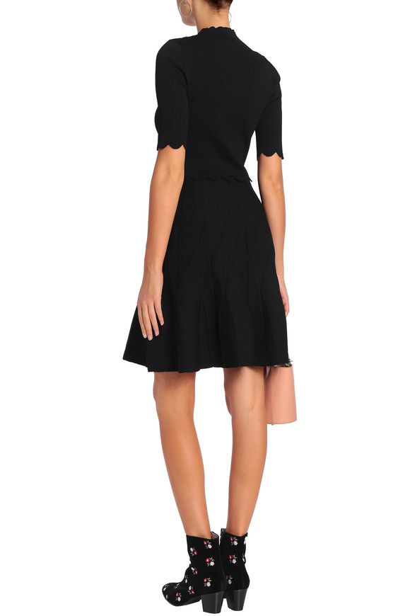 Scalloped ribbed-knit mini dress | SANDRO | Sale up to 70% off | THE OUTNET