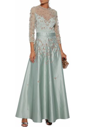 Temperley London Up To 70 Off At The Outnet Temperley London Embellished Tulle And Sse Satin Gown