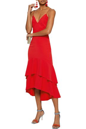 Alice Olivia Up To 70 Off At The Outnet Alice Olivia Amina Tiered Crepe Midi Slip Dress