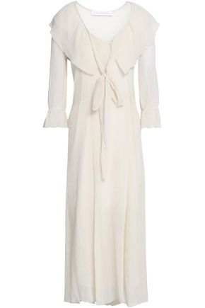 See By Chloé Up To 70 Off Us The Outnet See By ChloÉ Ruffled Crinkled Cotton And Silk Blend Gauze Midi Dress
