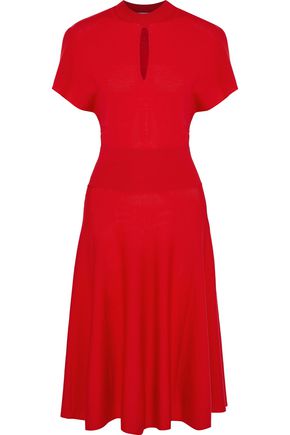 LANVIN LANVIN WOMAN FLARED CUTOUT STRETCH-WOOL DRESS RED,3074457345619674722