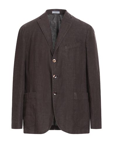 Boglioli Man Suit Jacket Dark Brown Size 44 Linen