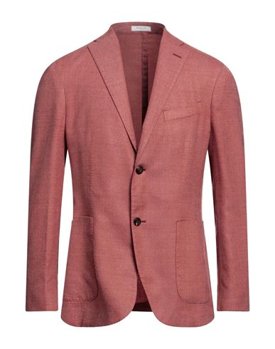 Boglioli Man Suit Jacket Brick Red Size 38 Virgin Wool, Polyester
