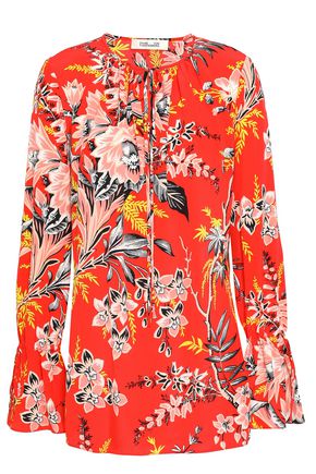 DIANE VON FURSTENBERG Floral-print silk crepe de chine blouse