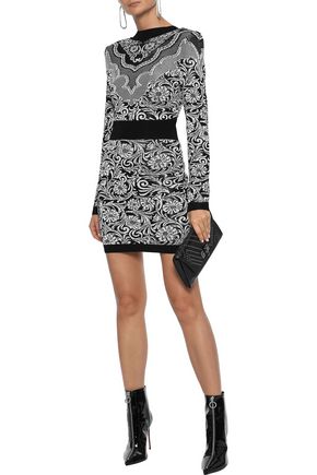 Balmain Up To 70 Off At The Outnet Balmain Jacquard Knit Mini Dress