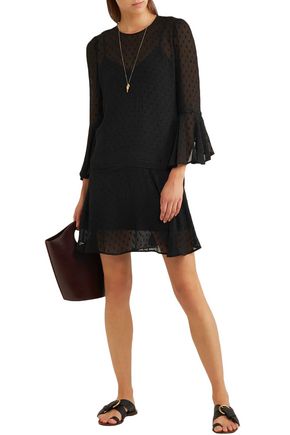 Click to view more detailed imagery on our partner's website Veronica Beard Emerson Fil Coupé Silk-blend Mini Dress In Black