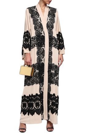 Dolce & Gabbana Lace-appliquéd Silk-blend Crepe De Chine Kimono In Neutral