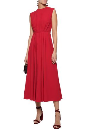 Click to view more detailed imagery on our partner's website Valentino Draped Wool-crepe Mini Dress In Red