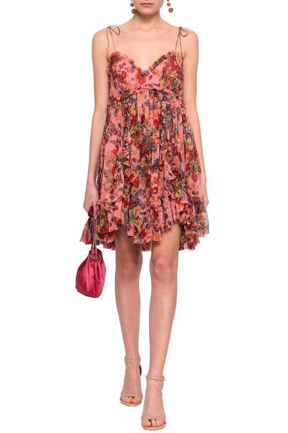 Pleated floral-print silk-georgette mini dress | ZIMMERMANN | Sale up ...