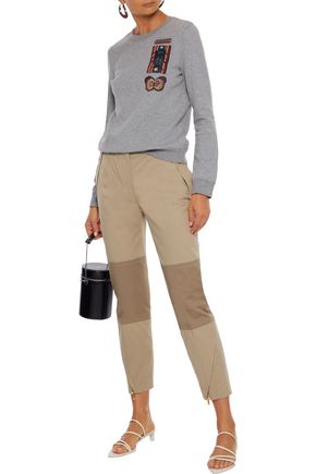 Valentino Bead-embellished French Cotton-blend Terry Sweatshirt In Gray