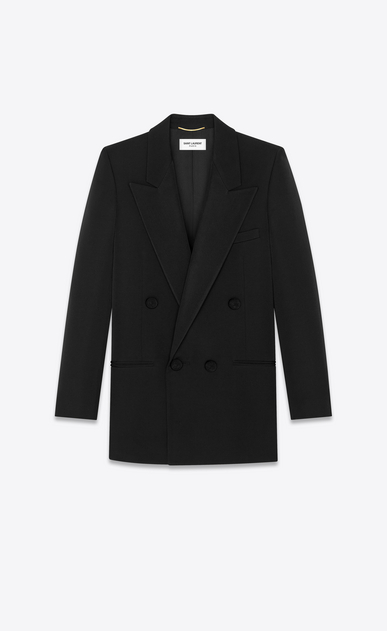 Tuxedo blazer in Saint Laurent grain de poudre with passementerie buttons