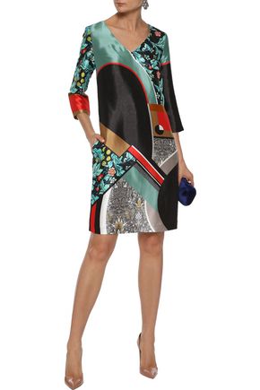 Click to view more detailed imagery on our partner's website Mary Katrantzou Woman Printed Satin-Twill Dress Multicolor