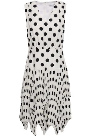 Pleated polka-dot crepe dress | MIKAEL AGHAL | Sale up to 70% off | THE ...