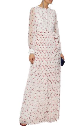 Pleated Floral-print Chiffon Maxi Dress ...