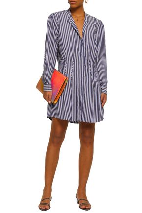 Anine Bing Striped Cotton-poplin Mini Shirt Dress In Indigo | ModeSens