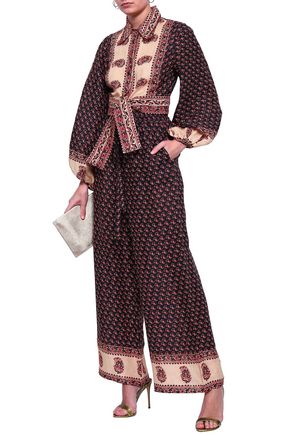 Click to view more detailed imagery on our partner's website Zimmermann Jaya Cropped Knotted Printed Linen Blouse In Multi