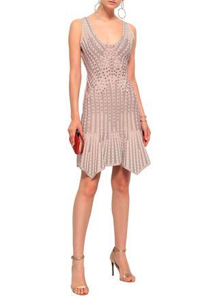 Click to view more detailed imagery on our partner's website Herve Leger HervÉ LÉger Woman Embellished Jacquard-knit Bandage Dress Blush