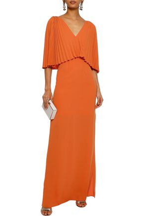 Click to view more detailed imagery on our partner's website Halston Heritage Woman Layered Pleated Crepe Gown Orange