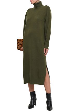 Click to view more detailed imagery on our partner's website Joseph Woman Sally Wool-blend Turtleneck Midi Dress Army Green