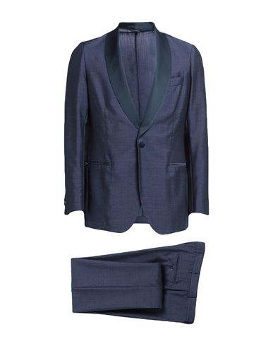 Shop Tombolini Man Suit Navy Blue Size 48 Virgin Wool, Mohair Wool, Silk