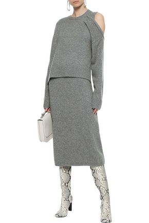 Click to view more detailed imagery on our partner's website Joseph Woman Cutout Ribbed Cashmere Midi Dress Gray
