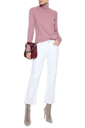Majestic Chloe Cotton And Cashmere-blend Jersey Turtleneck Top In Lavender