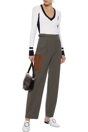 Click to view more detailed imagery on our partner's website Tibi Woman Two-Tone Ribbed-Knit Sweater Ivory