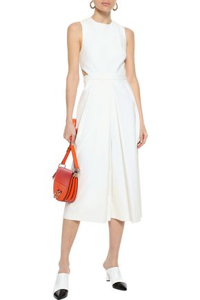 Click to view more detailed imagery on our partner's website Tibi Woman Agathe Cropped Cutout Pleated Cady Jumpsuit White