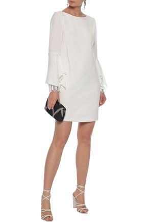 Click to view more detailed imagery on our partner's website Elie Tahari Woman Dori Guipure Lace-Trimmed Crepe Mini Dress Ivory