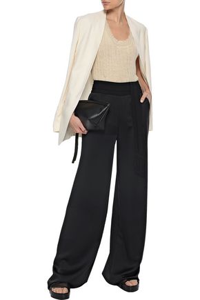 Click to view more detailed imagery on our partner's website Ann Demeulemeester Woman Distressed Ribbed Mohair, Alpaca And Silk-blend Tank Ivory