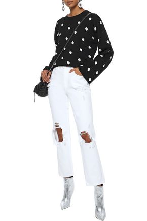 Click to view more detailed imagery on our partner's website Current Elliott Current/Elliott Woman The Weslan Cropped Jacquard-Knit Sweater Black