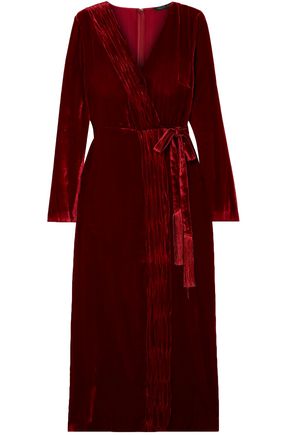 RACHEL ZOE Aly gathered wrap-effect velvet dress