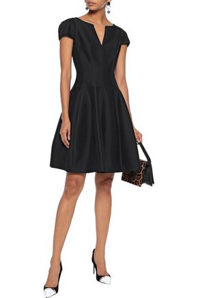Click to view more detailed imagery on our partner's website Halston Heritage Flared Cotton And Silk-blend Dress In Black