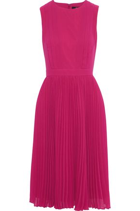 BADGLEY MISCHKA Pleated crepe de chine and georgette dress