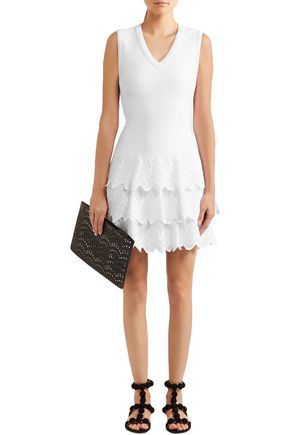Alaïa Woman Tiered Knitted Mini Dress White