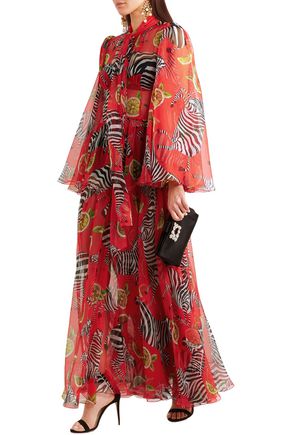 Dolce & Gabbana Printed Silk-chiffon Wide-leg Jumpsuit In Red