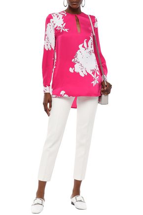 Equipment Delainey Floral-print Washed Silk-blend Blouse In Bright Pink