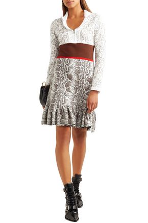 Chloé Woman Paneled Lace, Stretch And Jacquard-knit Mini Dress White