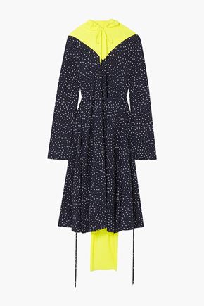 VETEMENTS Cotton fleece-paneled printed silk crepe de chine dress