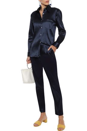 MANSUR GAVRIEL MANSUR GAVRIEL WOMAN SATIN-TWILL SHIRT MIDNIGHT BLUE