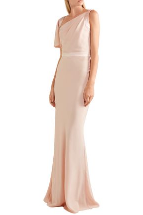 Satin-trimmed crepe de chine gown | ALEXANDER MCQUEEN | Sale up to 70% ...