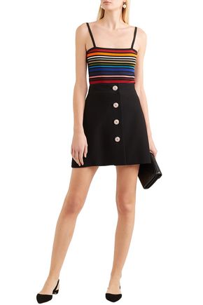 Dolce & Gabbana Striped Ribbed Cotton-blend Top In Multicolor